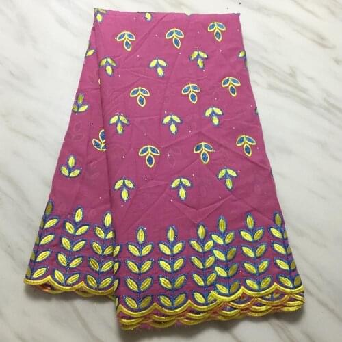 African embroidered leaf swiss cotton fabric with rhinestones 5 yards tissu broderie africain suisse coton guinea brocade fabric