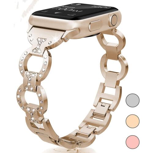 Fullmetal diamond Replacement stainless steel Band For Apple Watch 1 2 3 38mm 40mm strap for iwatch 4 5 6 SE 44mm 42mm Bracelet