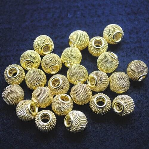 100pcs Loose European Beads Metal Golden Colors With Big Hole 12mm Inner Hole 5mm For Charms WomenS Bracelets Making Accessories