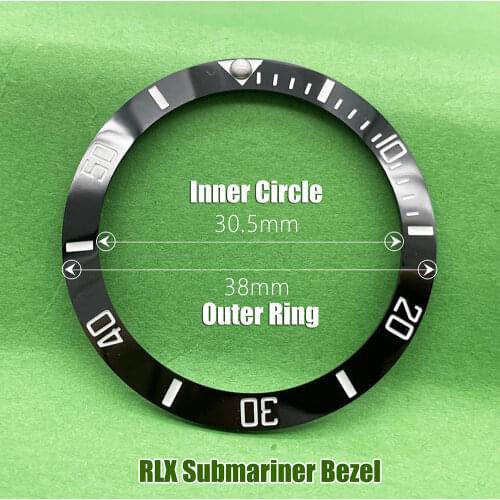 Watch Case Bezel 38*30.5mm Water Ghost Green Ceramic Bezel Watchmaker Repair Parts Replacements Seiko Watch Submariner