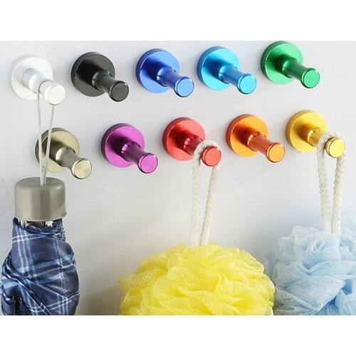 Colorful Wall Hook Clothes Hanger Bathroom Kitchen Towel&Clothes Coat Aluminum Metal Robe Hooks Bathroom Accessory