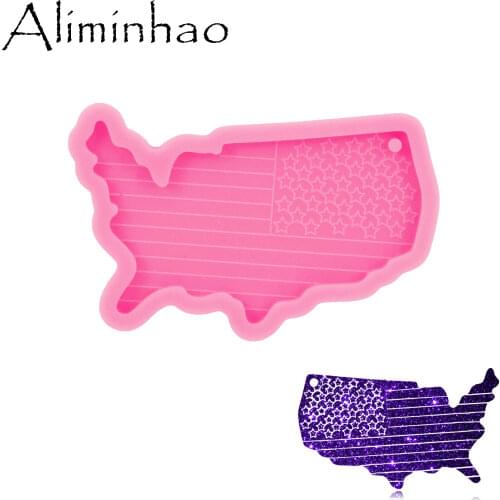 DY0293 Shiny USA flag mold DIY keychain jewelry epoxy mould silicon Resin Crafting keychain silicone molds moulds
