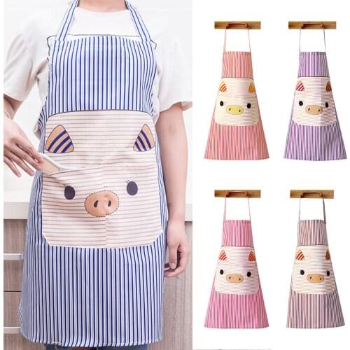 Lovely Pig Polyester Sleeveless Pockets Home Kitchen Cooking Anti-Splash Apron