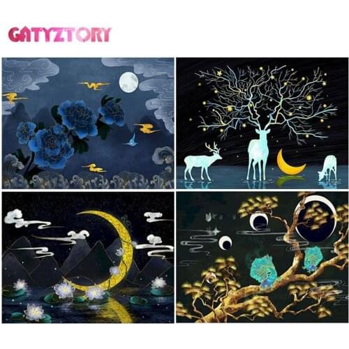 GATYZTORY Frame Moonlight Scenery Painting By Numbers Kits Unique Gift HandPainted Color On Canvas Modern Home Decor