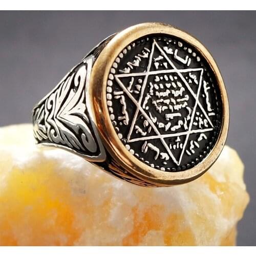 Hz. Solomon Seal Authentic Model Silver Men 'S Ring 925 sterling silver Valentine 'S Day gift, Wedding Anniversary gift, custom ring