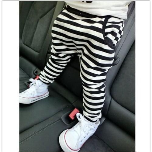 Hot sale size90~130 cotton children pants for baby girls trousers boys pants stripe 2019