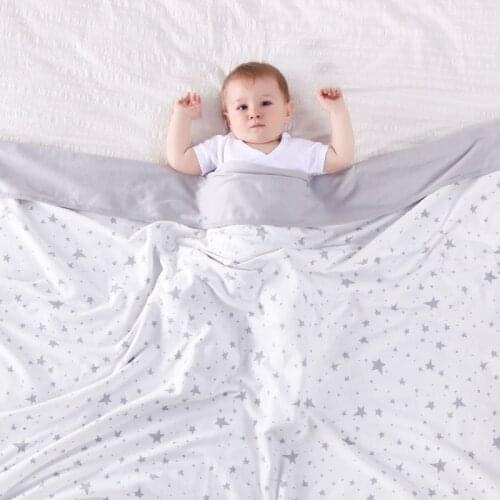 2 Layers 110*140cm Cotton Infant Kids Swaddle Wrap Blanket Sleeping Warm Quilt Bed Cover Muslin Baby Blanket Baby Stuff