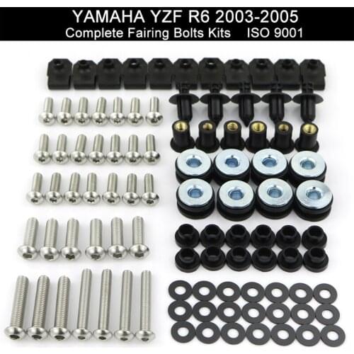 Stainless Steel Full Fairing Bolts Kit Fit For Yamaha YZF R6 YZF-R6 2003 2004 2005 R6S 2006 2007 2008 2009 Speed Nuts Screws Kit
