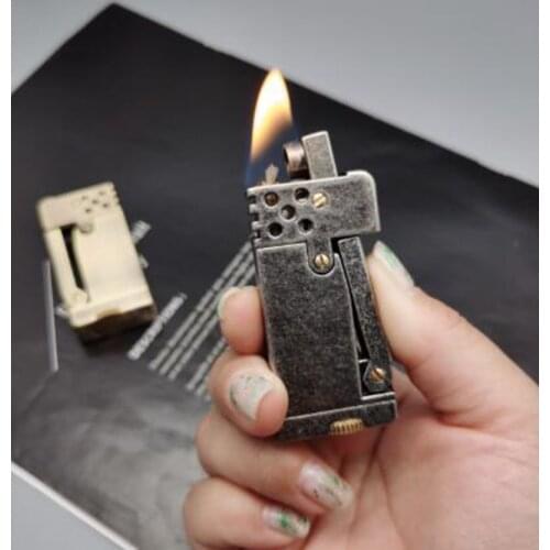 Creative Retro Old Metal Kerosene Lighter Unusual Personality Press Flint Ignition Gasoline Oil Lighter Temperament Gift for Men