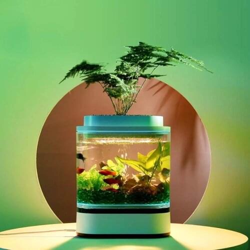 Mijia Geometry Mini Lazy Fish Tank USB Charging Self-cleaning Aquarium With 7 Colors LED With Oxygen Pump Filter Home, room,offi