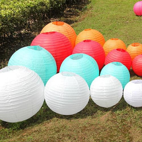 Multipurpose Party Holiday Supplies 1Pcs White 10cm/15cm/20cm/25cm/30cm/35cm Paper Chinese Lantern Wedding Decoration Round