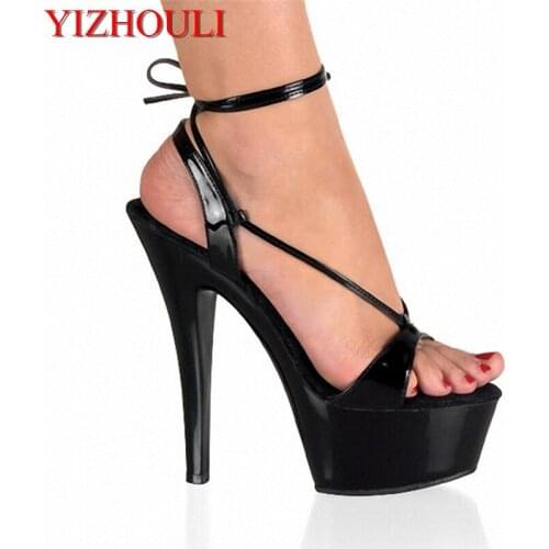 Emphasis has been placed on the appeal of shoes PU sandals 15 cm super stilettos model stage photos of shoes