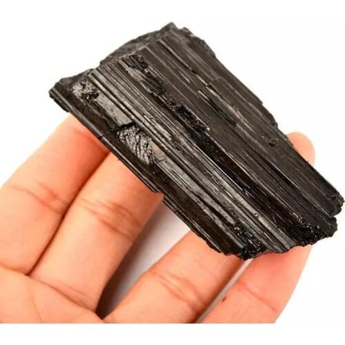 MOKAGY 60g-80g Natural Crystal Raw Reiki Black Tourmaline Rough Stone for Crafts 1pc