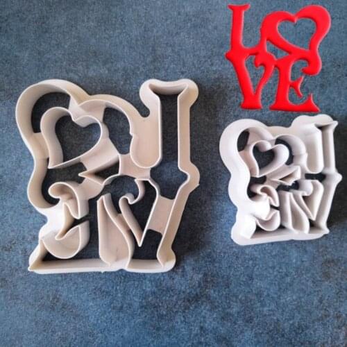 New 2pcs Love Flip Sugar Cake Print Cutting Die Cookie Mould A1552