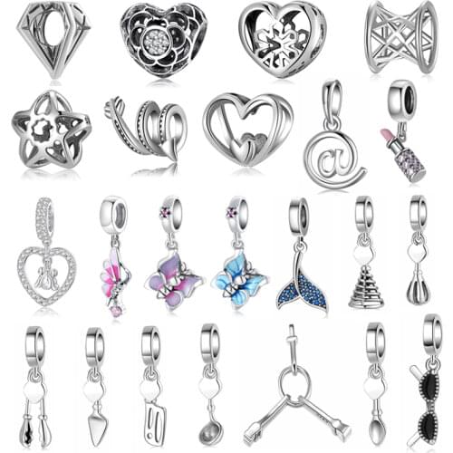 Wholesale Beads Jewerly Making Tableware Heart-shaped Eternal Love Lipstick Hot 925 Sterling Silver Fits Original Bracelet DIY