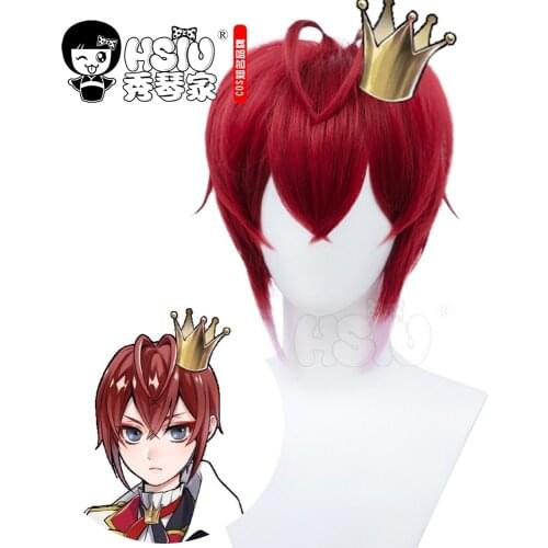 HSIU game Twisted Wonderland cosplay Riddle Rosehearts Wig Red Queen Dark red short hair+Free gift brand wig cap