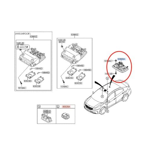 92850A7000ED Top Control Light Sunroof Switch Assembly Grey For KIA Cerato K3 92850-A7000ED