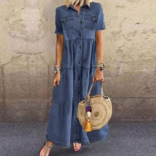 3XL High Quality Denim Dress Summer Autumn Clothing Women Jeans Dress Elegant Slim Cowboy Casual Dresses Vestidos