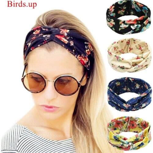 Boho Flower Headbands for Women Vintage Accessories Elastic Hair Bows Hairband Yoga Head bands Girls Turban Head Wrap Headwear