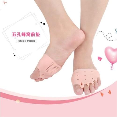 2pcs Forefoot Pads Five-hole Honeycomb Toe Separator Soft Gel Pain Relief Insoles Prevent Feet Callus Blisters Corn
