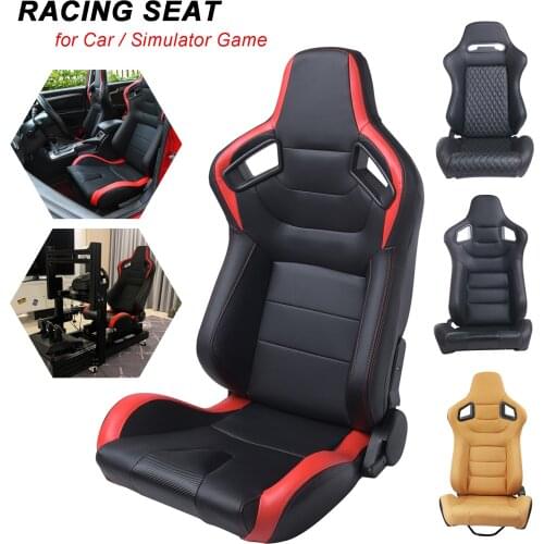 R-EP Adjustable Racing Seat Universal for Sport Car Simulator Bucket Seats Black-Red PVC Leather XH-1054-BR