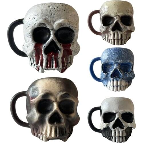 Horn Skull Beer Mug Metal Texture Skull Knight Tankard Easter Halloween Coffee Cup Viking Tea Mug Pub Bar Desktop Decor