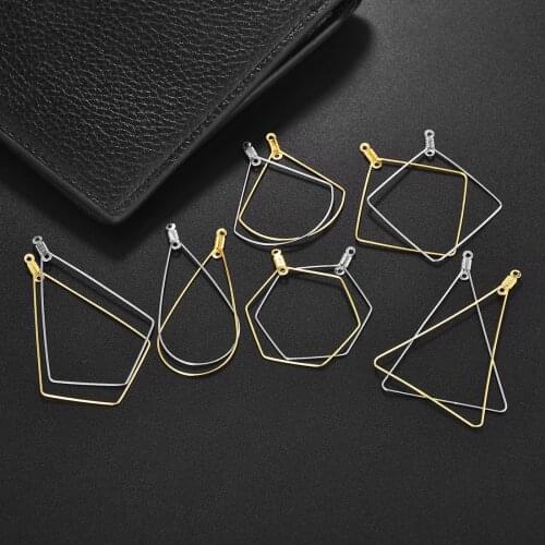 20pcs Stainless Steel Earing Pendant Hook Hoop Frame Connector Silver Gold Geometric Water Drop For Diy Jewelry Making