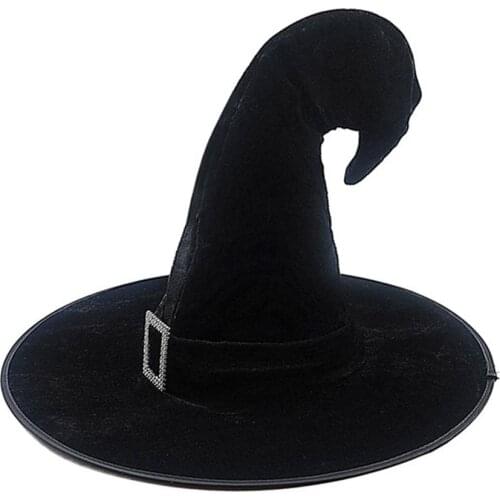 Halloween Witch Hat Wide Brim Pointed Cap Costume Accessory Women Lady Party Hat Festival Party Black Hat Costume Accessory
