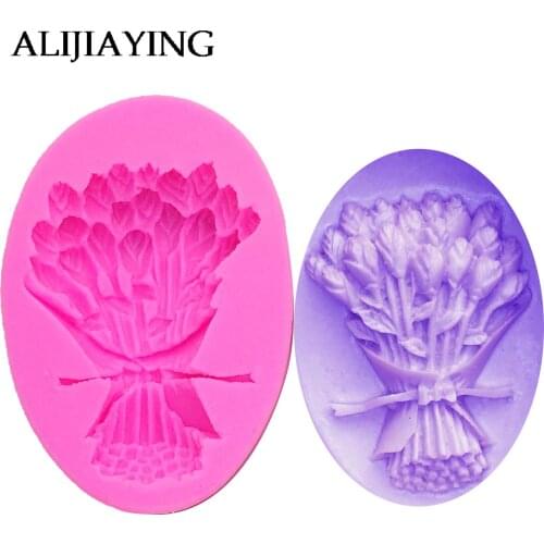 M908 Rose Flower Bunch Shape 3D Silicone Mold Soap Chocolate Mould For Kitchen Baking Clay DIY Cake Decorating Tools