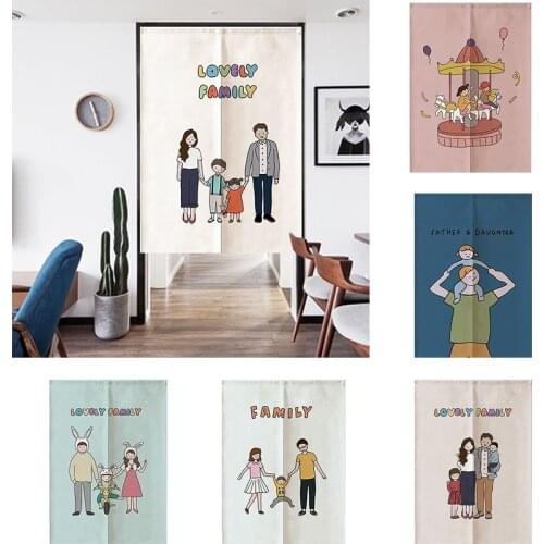 Happy Family Cloth Curtain Household Partition Curtain Bedroom Kitchen Door Curtain Without Punching