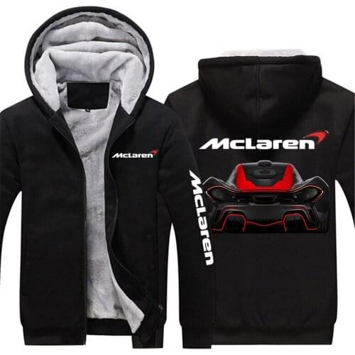 McLaren New Mens Sweatshirts Zipper Hooded Zipper Warm Sportswear Print Thicken Outwear Sweatshirts For Men