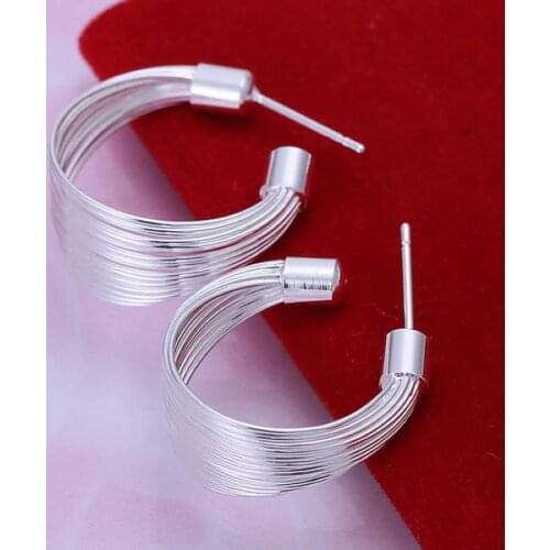 Gorgeous design elegant charm fashion women silver color Earring Jewelry free shipping women lady stud wedding E005