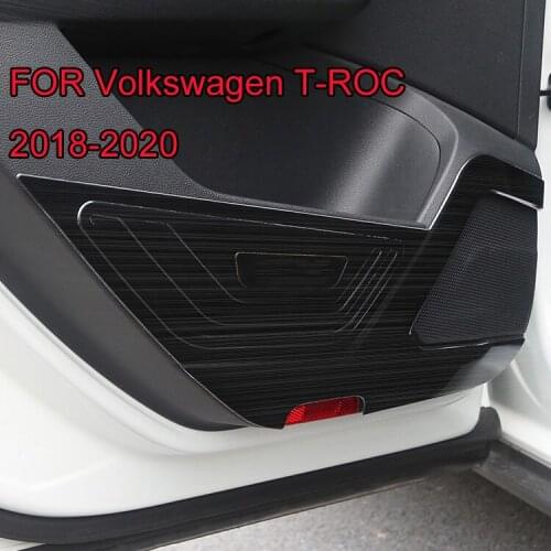 High quality stainless steel car interior door anti-kick pad decorative board FOR Volkswagen T-ROC 2018 2019 2020