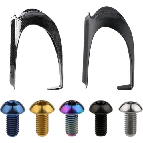 Xingxi 3K Carbon Fibre Bottle Cage with Titanium Bolts M5x 10 12mm Torx Half-Round Head Screw for Bike Parts Water Bottle Holder