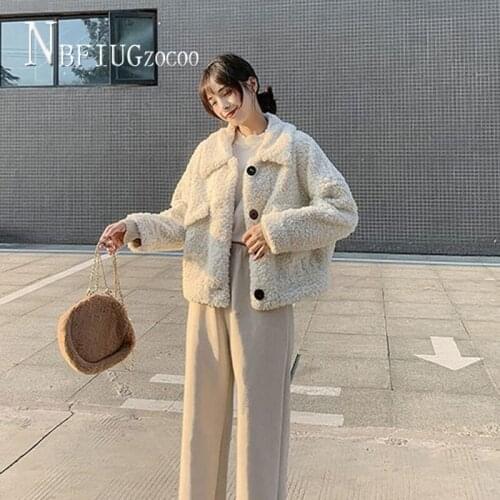 2020 New Imitation Lambswool Loose Women Coat Thick Fluff Warm Female Jacket