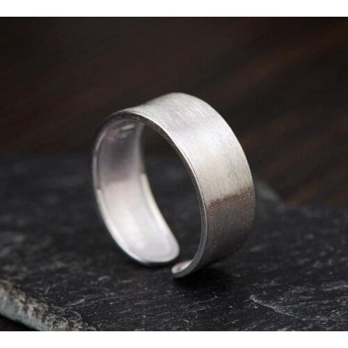 S925 pure silver woman ring simple fashion new product adjustable brushed silver ring for woman