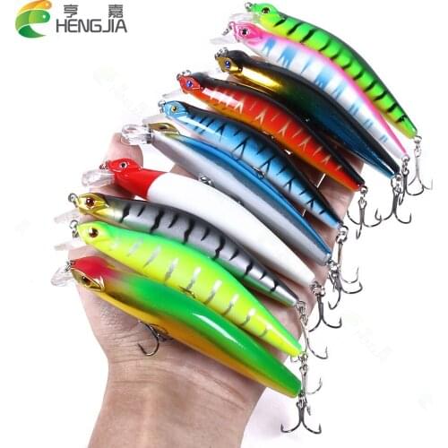 10pcs 11CM 14.3G 4#hooks hard minnow Fishing Lures wobble pike bass peche carp trout fishing baits pesca fishing tackles
