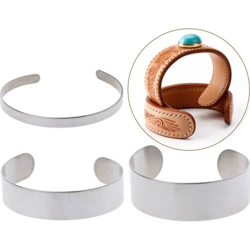 10Pcs/Set Titanium Blank Stamping Bracelet DIY Leather Cuff Bangles Jewelry Making Accessories