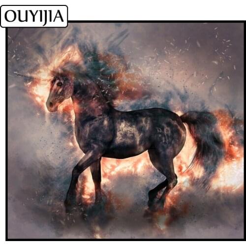 OUYIJIA Horse Animal 5D DIY Diamond Painting Full Square Art Unicorn Embroidery Rhinestone Mosaic Cross Stitch Home Decoration