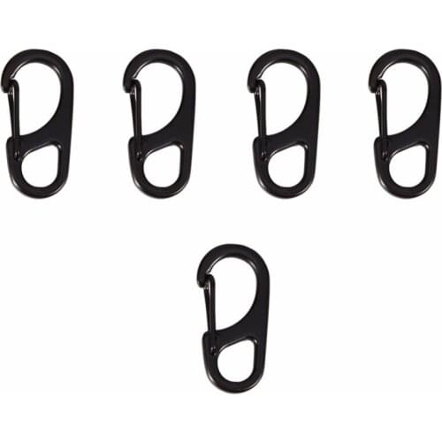 5pcs Black Carabiner Alloy Clip Locking Snap Spring Clips Hook Keychain Hang Buckle Camping Hiking Outdoor Tool
