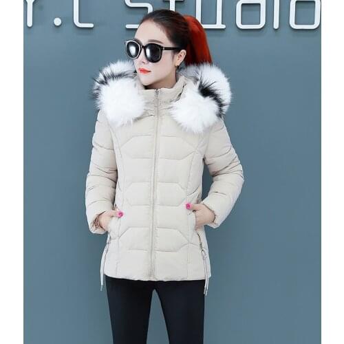 Fad Winter Short Jacket Women Plus Size Slim Casual Womens Thick Coat Solid Hooded With Fur Collar Overcoat Female Parkas