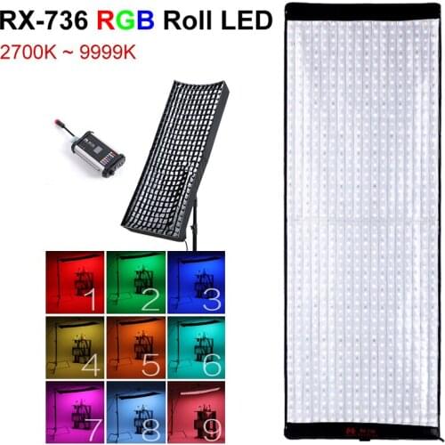 Falconeyes RX-736 4x1.53 Feet 200W RGB Roll Lighting Waterproof Portable LED Photography Camera Lamp Flexible Studio Video Light