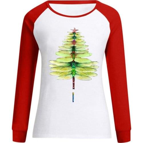 Women T-Shirts Fashion Loose Long Sleeve O Neck Color Matching Printing Top Womens Clothing camisetas de mujer футболка женский