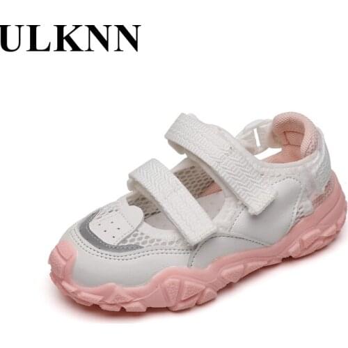 ULKNN Pink Shoes For 8 Years Old Girl Summer Casual Children Sandals Tide Gray Mesh Breathable Outdoor Kid Sports Shoes For Boys