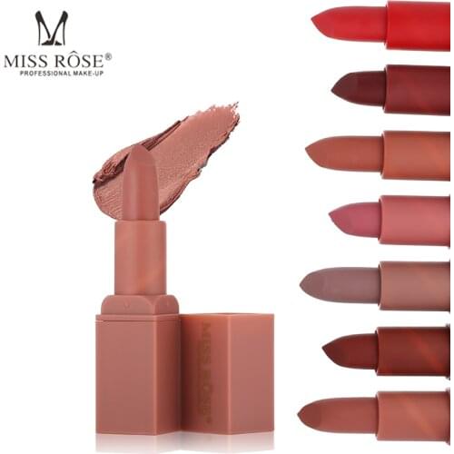 Miss rose velvet matte lipstick waterproof nude makeup 8 colors Moisture lip balm square tube lipstick pigment MS082