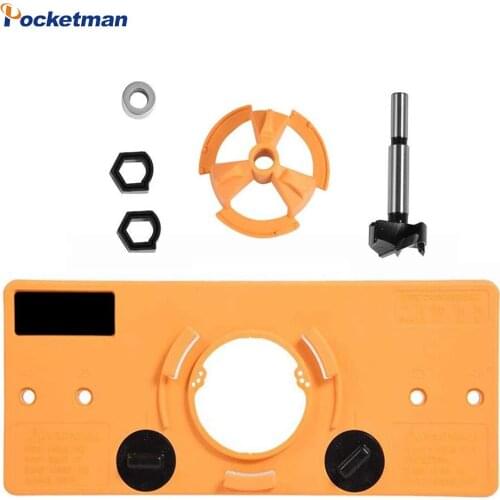 Forstner Drill Set 35mm Hinge Hole Saw Jig Drilling Guide Locator Hole & Bit Positioner Tool Hinge Woodworking Hole Cutter