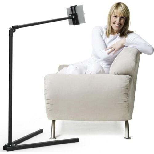 3.5-10 Inch Phone iPad Floor Stand, Long Arm Support Bracket Can Be Tilted, Adjustable Tablet Holder