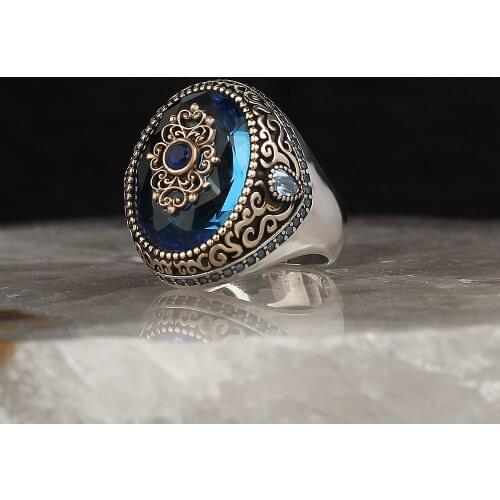 Real Sterling Silver Ring with Natural Aqua Marine or Agate Stone Silver Women Ring Silver Men Ring Gift for Her Gift for Mom