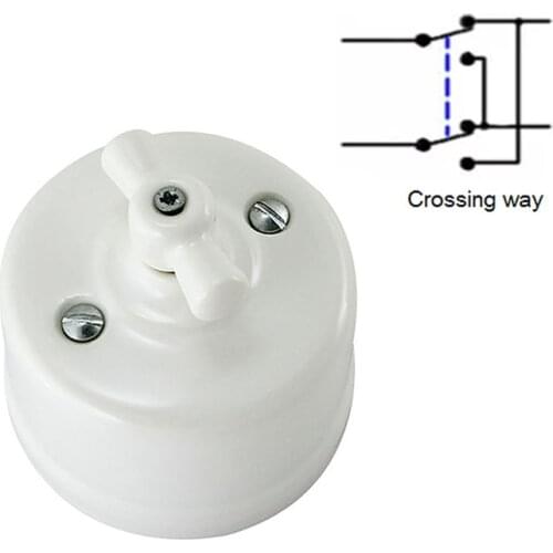 Crossing Way Porcelain Retro Vintage Switch 240V 10A Light Switch