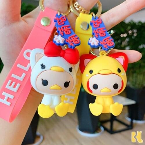 Gift Hot Sale Cute Keychain Fox Shaped Key Chain Cartoon Epoxy Doll Pendant Female Backpack Bag Charm Keyring